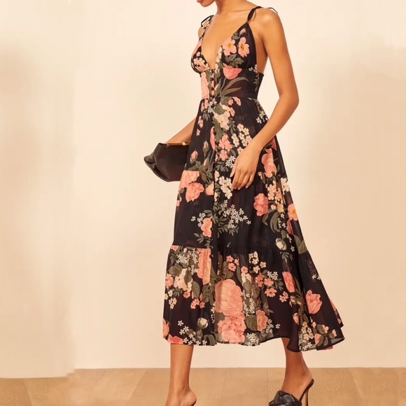Reformation Jaden Floral Tiered Midi Dress 10 - Picture 5 of 10